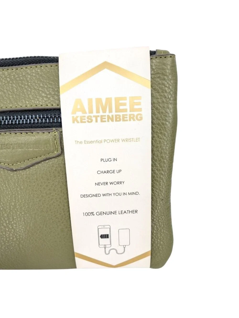 Aimee Kestenberg Leather Wristlet Power Charger Wallet Minimalist Everyday Small